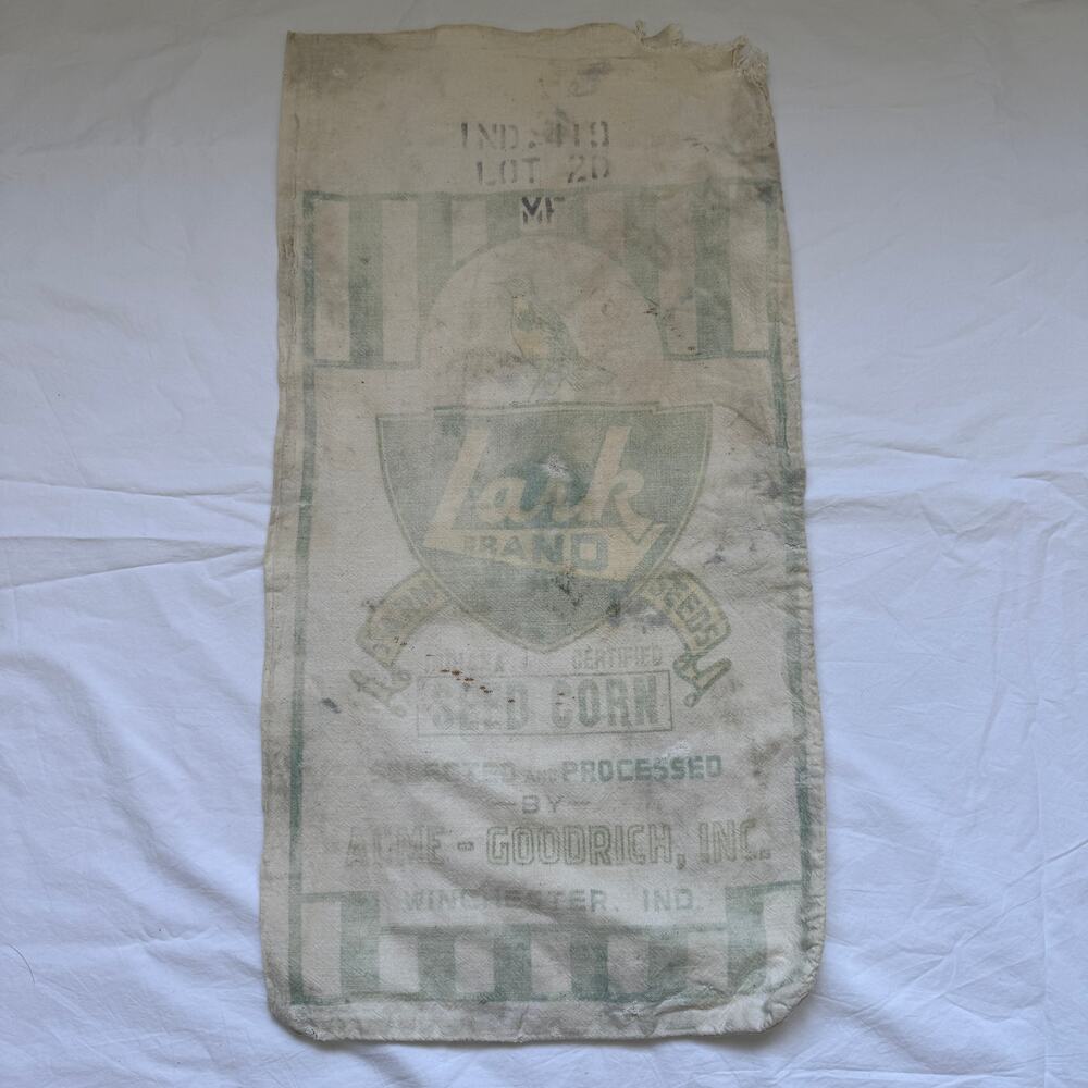 Vintage Lark Brand Farm Seed Sack Winchester, IN 15"x27" Collectible